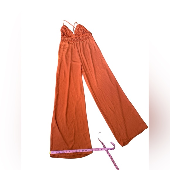 Gorgeous Blashe Orange Wide Leg Open Back Jumpsuit - Picture 9 of 12